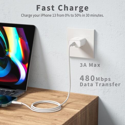 كابل USB C إلى Lightning من السيليكون المرن، معتمد من MFi. 3A، توصيل طاقة USB للشحن السريع بقدرة 30 وات (USB PD) لأجهزة iPhone 13 و12 و11 وPro وMax Mini وSE. (أسود in Kuwait