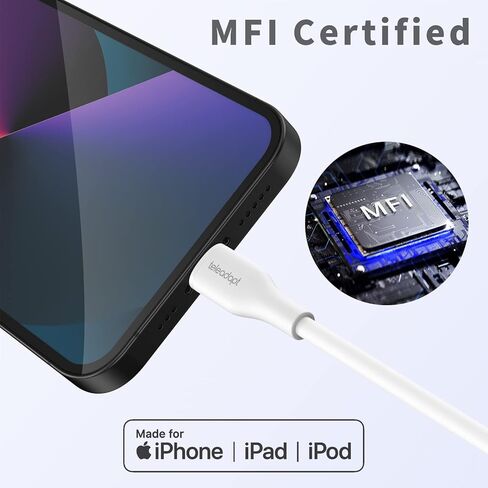 كابل USB C إلى Lightning من السيليكون المرن، معتمد من MFi. 3A، توصيل طاقة USB للشحن السريع بقدرة 30 وات (USB PD) لأجهزة iPhone 13 و12 و11 وPro وMax Mini وSE. (أسود in Kuwait