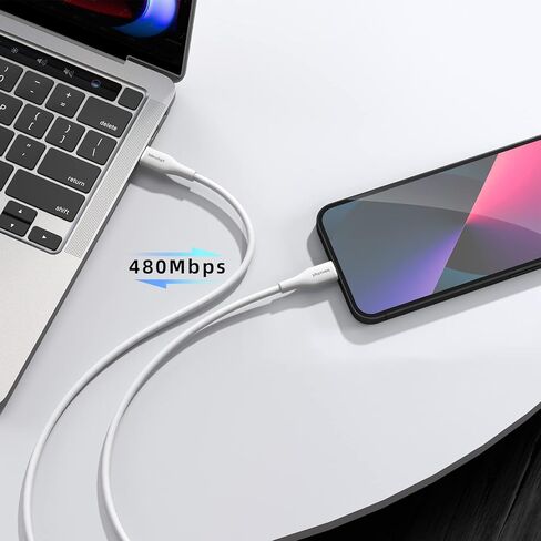 كابل USB C إلى Lightning من السيليكون المرن، معتمد من MFi. 3A، توصيل طاقة USB للشحن السريع بقدرة 30 وات (USB PD) لأجهزة iPhone 13 و12 و11 وPro وMax Mini وSE. (أسود in Kuwait