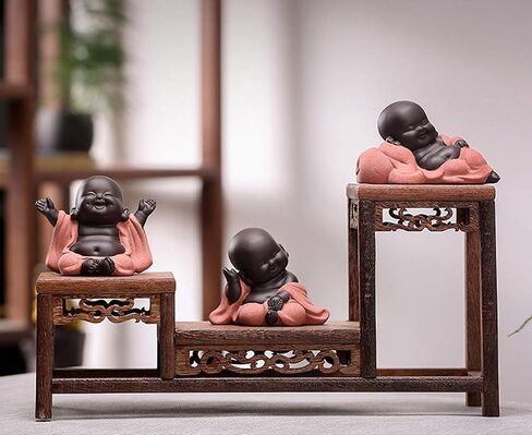 Kingzhuo Ceramic Little Cute Baby Buddha Statue Monk Figurine Buddha Figurines Home Decor Creative Baby Crafts Dolls Ornaments Gift Delicate Ceramic Arts and Crafts (Purple) in Saudi Arabia