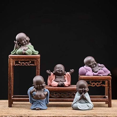Kingzhuo Ceramic Little Cute Baby Buddha Statue Monk Figurine Buddha Figurines Home Decor Creative Baby Crafts Dolls Ornaments Gift Delicate Ceramic Arts and Crafts (Purple) in Saudi Arabia