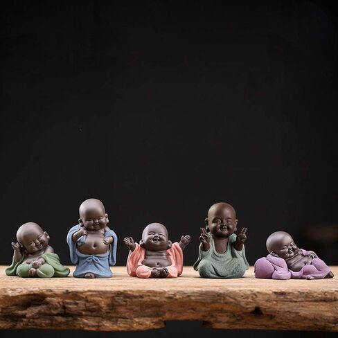 Kingzhuo Ceramic Little Cute Baby Buddha Statue Monk Figurine Buddha Figurines Home Decor Creative Baby Crafts Dolls Ornaments Gift Delicate Ceramic Arts and Crafts (Purple) in Saudi Arabia