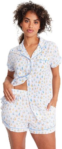 Magnetic Me Modal Short Sleeve + Short Classic Pajama Set with Magnet Closure Sleepwear for Maternity, Nursing, and Beyond in Saudi Arabia