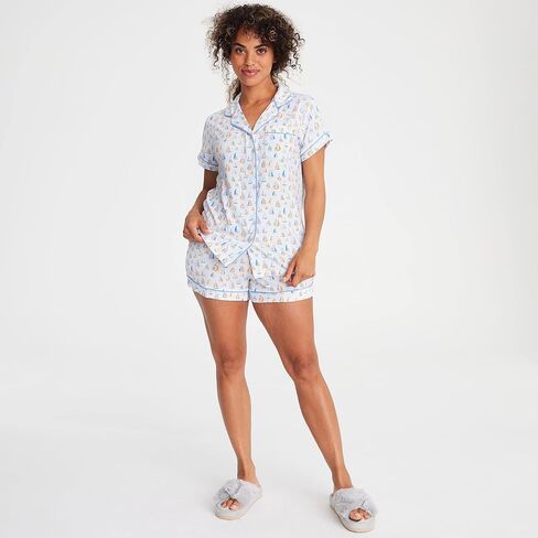 Magnetic Me Modal Short Sleeve + Short Classic Pajama Set with Magnet Closure Sleepwear for Maternity, Nursing, and Beyond in Saudi Arabia