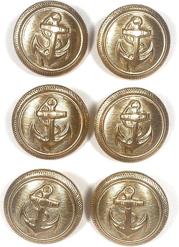 Gold Anchor Crest Buttons Set for ,Blazer, Uniform, Military , Dress ,Coats and Sport Coats (5 pc. 7/8'' & 8 pc. 5/8'' Gold Anchor) in Saudi Arabia
