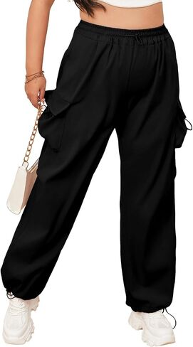 Women Cargo Pants Plus Size Baggy Parachute Pants Flap Pockets Streetwear in Saudi Arabia