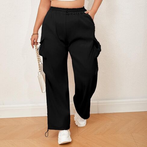 Women Cargo Pants Plus Size Baggy Parachute Pants Flap Pockets Streetwear in Saudi Arabia