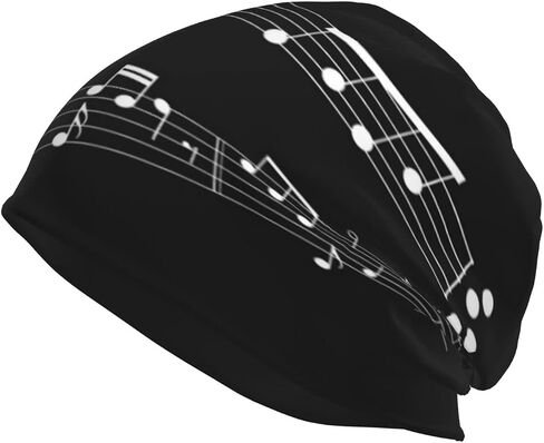 Music Note Beanie,Piano Guitar Beanie Hats Stretch Scarf Head Wrap Winter Knit Hat for Women Men in Saudi Arabia