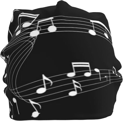 Music Note Beanie,Piano Guitar Beanie Hats Stretch Scarf Head Wrap Winter Knit Hat for Women Men in Saudi Arabia
