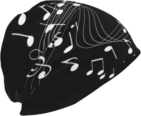 Music Note Beanie,Piano Guitar Beanie Hats Stretch Scarf Head Wrap Winter Knit Hat for Women Men in Saudi Arabia