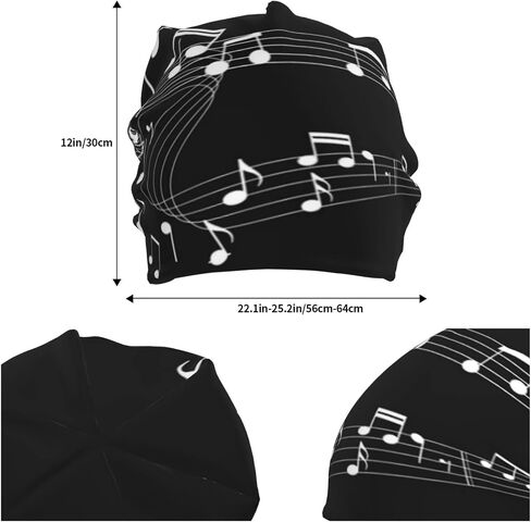 Music Note Beanie,Piano Guitar Beanie Hats Stretch Scarf Head Wrap Winter Knit Hat for Women Men in Saudi Arabia