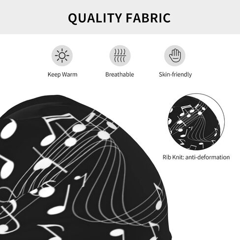 Music Note Beanie,Piano Guitar Beanie Hats Stretch Scarf Head Wrap Winter Knit Hat for Women Men in Saudi Arabia