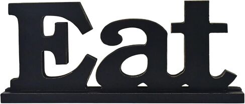 لافتة ديكور خشبية، مقصوصة بحروف EAT، مقاس 11.5 × 5 × 2.2 بوصة، طراز حديث، لافتات على الطاولة لتزيين المنزل in Kuwait