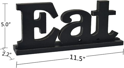 لافتة ديكور خشبية، مقصوصة بحروف EAT، مقاس 11.5 × 5 × 2.2 بوصة، طراز حديث، لافتات على الطاولة لتزيين المنزل in Kuwait