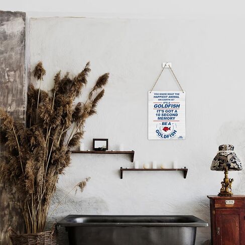 Positive Affirmations Wall Decor Goldfish Farmhouse Wall Hanging Decor for Home Club Garage Store Bar Cafe Farm Rustic Wood Sign for Front Door Porch Patio Backyard Cubicle Office Bathroom Club in Kuwait