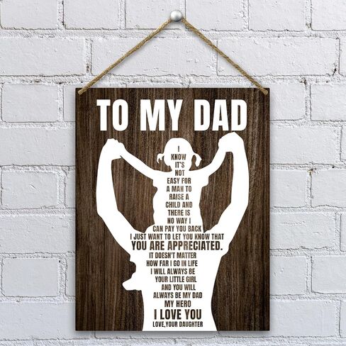 هدايا إلى أبي للأب من ابنة الابنة، لافتة معلقة خشبية، هدايا عيد الأب للأب، هدية للأب من الابنة، أحبك هدايا ديكور المنزل، لوحة خشبية مع حبل لغرفة النوم، رف جدار للدراسة - 18 in Kuwait