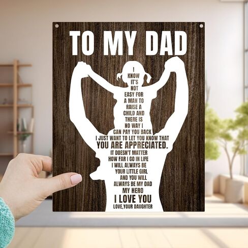 هدايا إلى أبي للأب من ابنة الابنة، لافتة معلقة خشبية، هدايا عيد الأب للأب، هدية للأب من الابنة، أحبك هدايا ديكور المنزل، لوحة خشبية مع حبل لغرفة النوم، رف جدار للدراسة - 18 in Kuwait