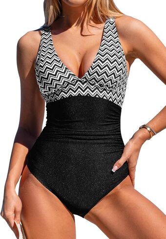 بدلة سباحة نسائية من قطعة واحدة من CUPSHE برقبة متدلية وتحكم في البطن وخطاف خلفي منسوج in Kuwait