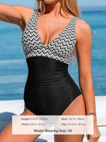 بدلة سباحة نسائية من قطعة واحدة من CUPSHE برقبة متدلية وتحكم في البطن وخطاف خلفي منسوج in Kuwait
