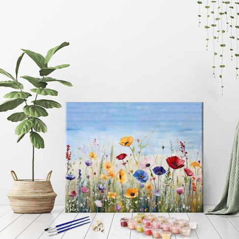 TFIAVSIN DIY Paint by Numbers on Canvas Butterfly and Wildflowers Color Painting Kits for Adult Beginner 16x20 Inch Adults' Paint-by-Number Kits Flameless Oil Painting Kits in Saudi Arabia