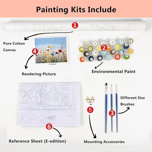 TFIAVSIN DIY Paint by Numbers on Canvas Butterfly and Wildflowers Color Painting Kits for Adult Beginner 16x20 Inch Adults' Paint-by-Number Kits Flameless Oil Painting Kits in Saudi Arabia