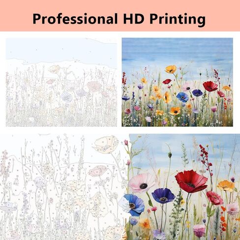 TFIAVSIN DIY Paint by Numbers on Canvas Butterfly and Wildflowers Color Painting Kits for Adult Beginner 16x20 Inch Adults' Paint-by-Number Kits Flameless Oil Painting Kits in Saudi Arabia