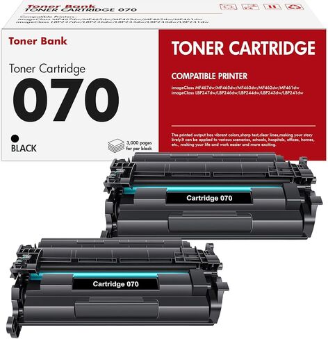 خرطوشة حبر أسود 070: خرطوشة حبر 070 متوافقة مع Canon 070 070H CRG070 CRG-070 CRG-070H CRG070H خرطوشة حبر تعمل لحبر الطابعة Canon imageCLASS MF465 MF462 LBP247 LBP246 (عبوة من قطعتين) in Kuwait