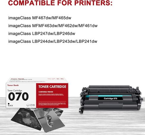 خرطوشة حبر أسود 070: خرطوشة حبر 070 متوافقة مع Canon 070 070H CRG070 CRG-070 CRG-070H CRG070H خرطوشة حبر تعمل لحبر الطابعة Canon imageCLASS MF465 MF462 LBP247 LBP246 (عبوة من قطعتين) in Kuwait