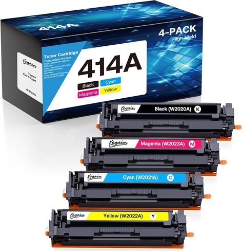 Kogain 414A Toner Cartridges Compatible for HP 414A 414X Work with HP Color Laserjet Pro M479fdn M479fdw M479fnw M454dn M454dw M479dw Color Laserjet Enterprise M455dn MFP M480f (BCMY, 4 Pack) in Saudi Arabia