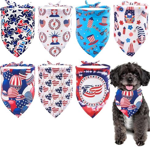 4th of July Dog Bandanas for Small Dogs Breed Independence Day Patriotic Dogs Bandanas Star American Flag Day Adjustable Puppy Bandanas for Medium Pets Cats Grooming Accessories S 7PCS in Saudi Arabia