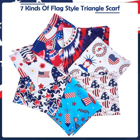 4th of July Dog Bandanas for Small Dogs Breed Independence Day Patriotic Dogs Bandanas Star American Flag Day Adjustable Puppy Bandanas for Medium Pets Cats Grooming Accessories S 7PCS in Saudi Arabia