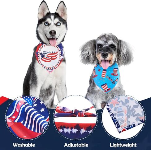 4th of July Dog Bandanas for Small Dogs Breed Independence Day Patriotic Dogs Bandanas Star American Flag Day Adjustable Puppy Bandanas for Medium Pets Cats Grooming Accessories S 7PCS in Saudi Arabia