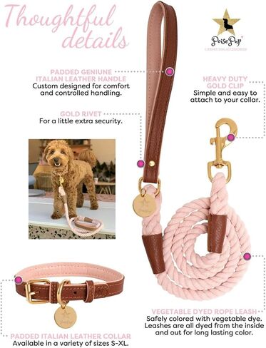5ft Braided Cotton Rope Dog Leash with Soft Padded Genuine Leather Handle for Small Medium and Large Dogs - Handmade Comfort & Cute Leash for Girl and Boy Puppies - Blue in Saudi Arabia