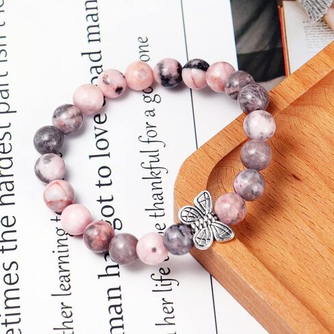 COLORFUL BLING Natural Healing Stone Butterfly Graduation Beaded Strand Stretch Bracelet with Meaningful Card Inspirational Jewelry Always Believe in Yourself Graduate College High School Grad Gifts in Saudi Arabia