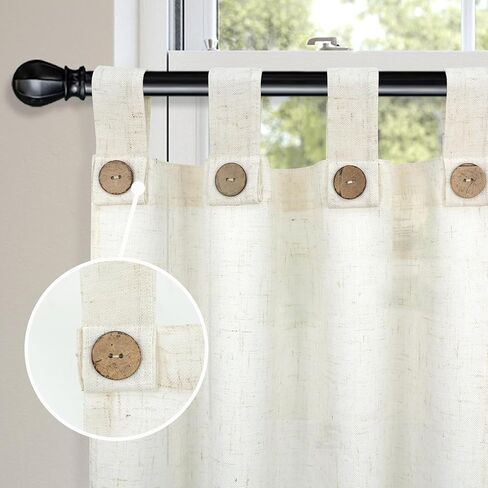 DriftAway ستائر المطبخ الكتان الطبقة نافذة الستائر مع زر 24 بوصة طول التبويب أعلى مقهى الستائر مزرعة نافذة صغيرة الستائر لغرفة المعيشة غرفة نوم ضوء تصفية 27x24 بوصة ضوء الكتان in Kuwait