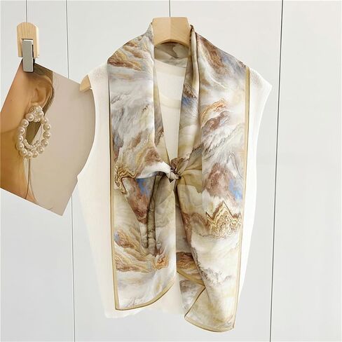 K-Elewon 100% Pure Mulberry Silk Long Scarf Headscarf Fashion Scarves Natural Silk Shawls for Women H18 in Saudi Arabia