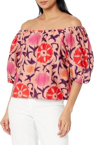 Velvet by Graham & Spencer Women's Edlin Printed Silk Cotton Voile Top in Saudi Arabia