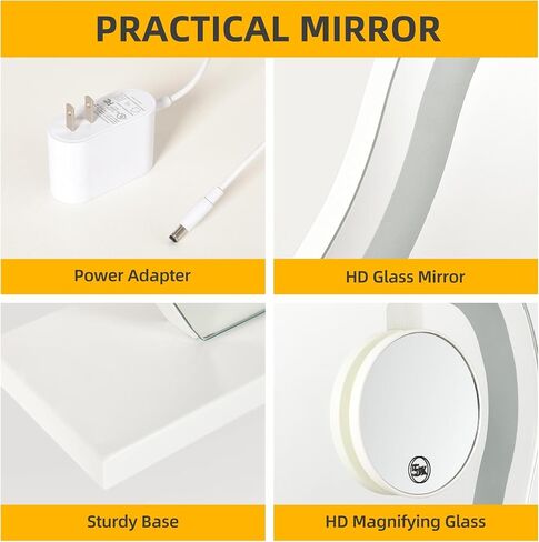 DWVO Vanity Mirror with LED Lights, Large Makeup Mirror Cloud Shape, Smart Touch Dimmable 3-Color Light & 5X Magnification, Memory Function Touch Control for Vanity Desk Tabletop in Saudi Arabia