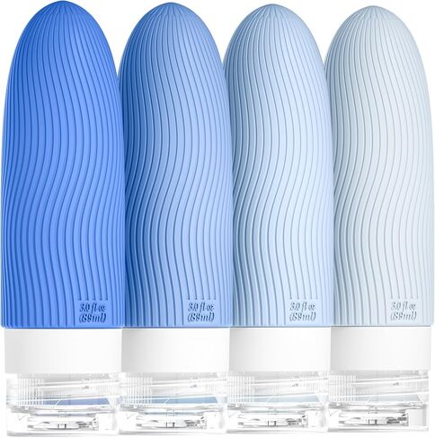 Morfone Silicone Travel Bottles for Toiletries, TSA Approved Travel Size Containers 3oz, Leakproof BPA Free Refillable Travel Accessories Kits for Shampoo Conditioner Lotion Liquids, Black and White in Saudi Arabia