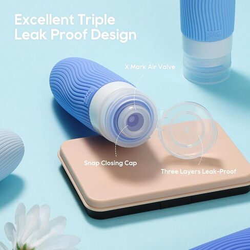 Morfone Silicone Travel Bottles for Toiletries, TSA Approved Travel Size Containers 3oz, Leakproof BPA Free Refillable Travel Accessories Kits for Shampoo Conditioner Lotion Liquids, Black and White in Saudi Arabia