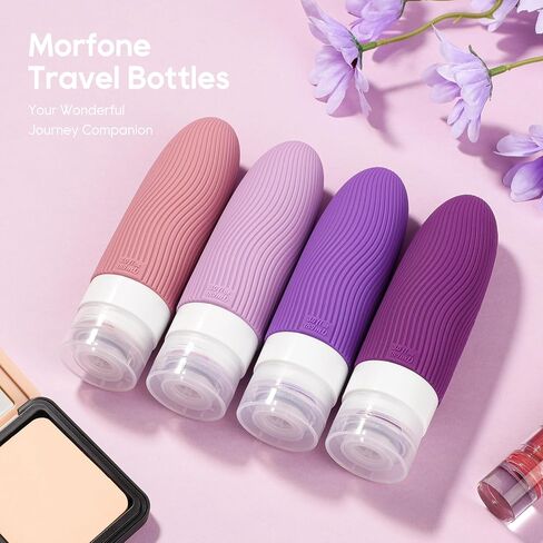 Morfone Silicone Travel Bottles for Toiletries, TSA Approved Travel Size Containers 3oz, Leakproof BPA Free Refillable Travel Accessories Kits for Shampoo Conditioner Lotion Liquids, Black and White in Saudi Arabia