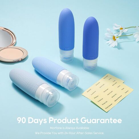 Morfone Silicone Travel Bottles for Toiletries, TSA Approved Travel Size Containers 3oz, Leakproof BPA Free Refillable Travel Accessories Kits for Shampoo Conditioner Lotion Liquids, Black and White in Saudi Arabia