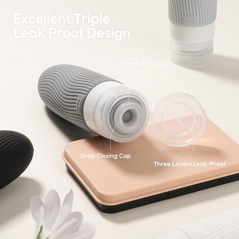 Morfone Silicone Travel Bottles for Toiletries, TSA Approved Travel Size Containers 3oz, Leakproof BPA Free Refillable Travel Accessories Kits for Shampoo Conditioner Lotion Liquids, Black and White in Kuwait