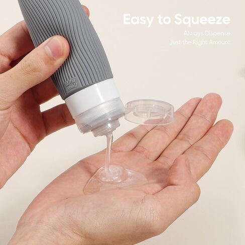 Morfone Silicone Travel Bottles for Toiletries, TSA Approved Travel Size Containers 3oz, Leakproof BPA Free Refillable Travel Accessories Kits for Shampoo Conditioner Lotion Liquids, Black and White in Kuwait