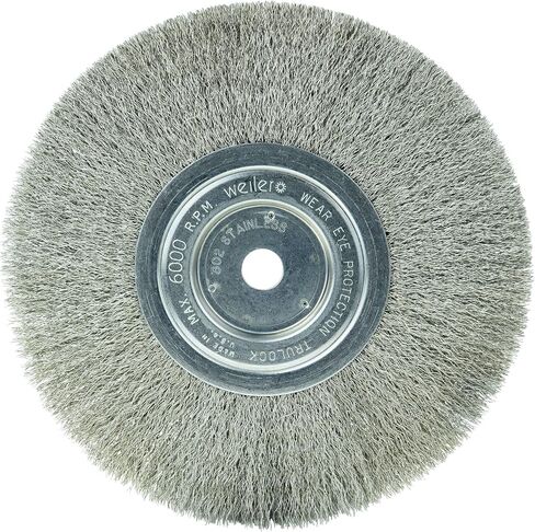 Weiler 01805 8" Narrow Face Crimped Wire Wheel, .0118" Stainless Steel Fill, 5/8" Arbor Hole, Made in The USA (Pack of 2) in Saudi Arabia