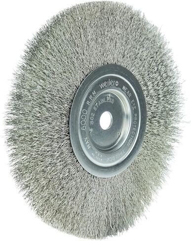 Weiler 01805 8" Narrow Face Crimped Wire Wheel, .0118" Stainless Steel Fill, 5/8" Arbor Hole, Made in The USA (Pack of 2) in Saudi Arabia