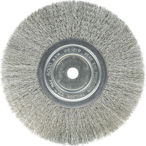 Weiler 01805 8" Narrow Face Crimped Wire Wheel, .0118" Stainless Steel Fill, 5/8" Arbor Hole, Made in The USA (Pack of 2) in Saudi Arabia