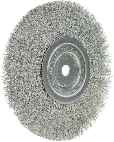 Weiler 01805 8" Narrow Face Crimped Wire Wheel, .0118" Stainless Steel Fill, 5/8" Arbor Hole, Made in The USA (Pack of 2) in Saudi Arabia