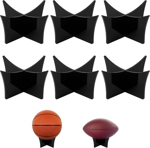 6pcs Acrylic Ball Stand Holder: Display Stand for Basketball Soccer Volleyball Trophy Autograph Memorabilia Storage Rack Black in Saudi Arabia