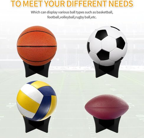 6pcs Acrylic Ball Stand Holder: Display Stand for Basketball Soccer Volleyball Trophy Autograph Memorabilia Storage Rack Black in Saudi Arabia